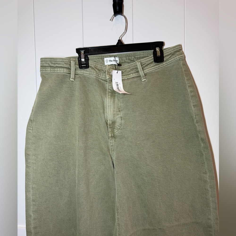 Womens High Rise Relaxed Wide Leg Denim Green